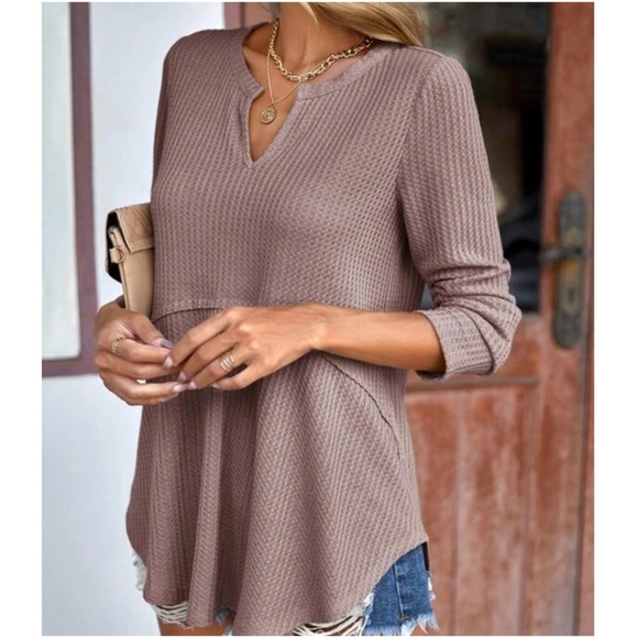 016 Cozy Waffle Knit Long Sleeve Top - Picture 4 of 5